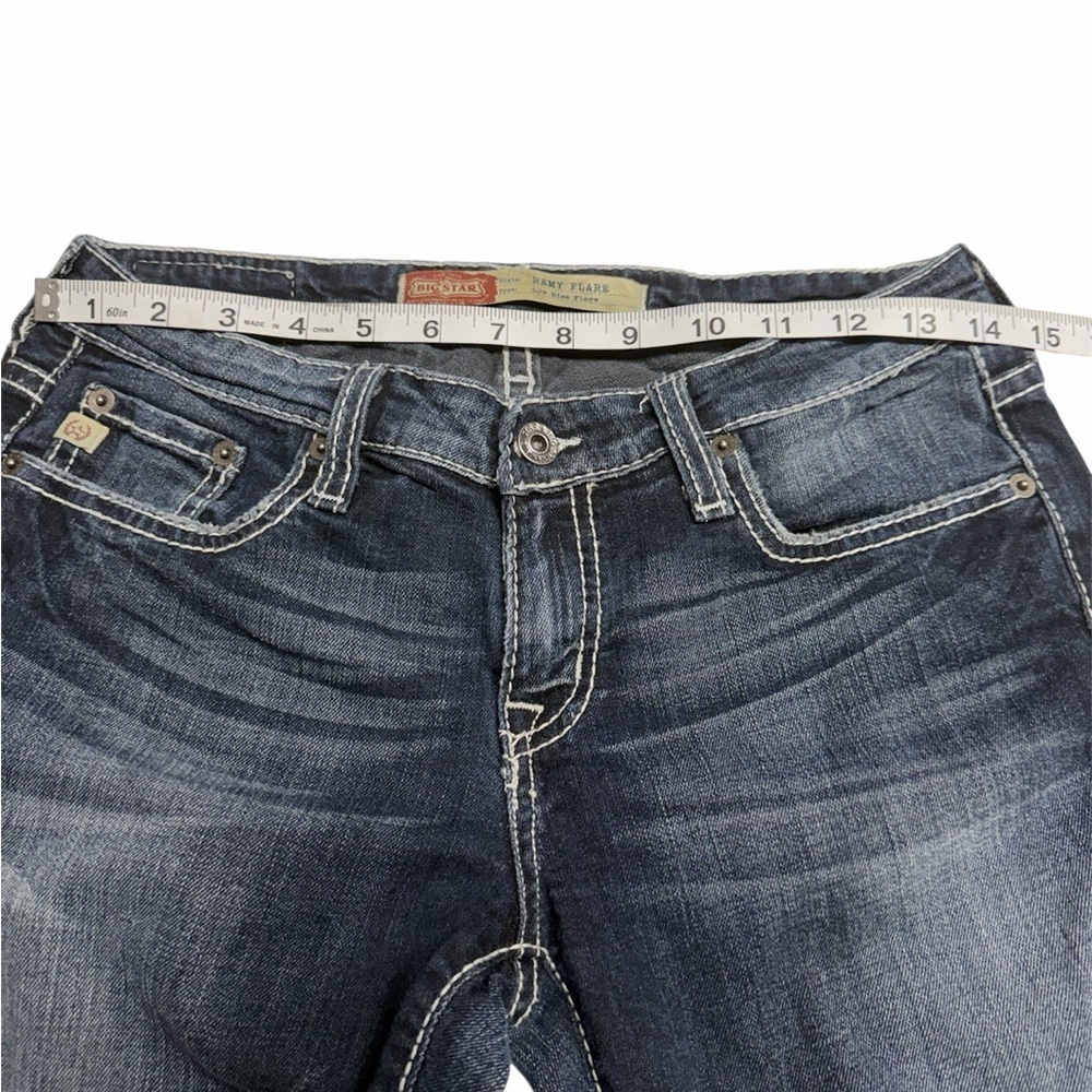 Big Star Size 27 Women's Dark Blue Flare Embellished Jeans - Picture 5 of 9